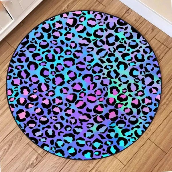 OkrąGłY Dywanik Z Nadrukiem Pantery – OkrąGłA Mata PodłOgowa W Stylu Boho Do Salonu, Sypialni Lub Wystroju Domu Diameter 100Cm(39In)-image