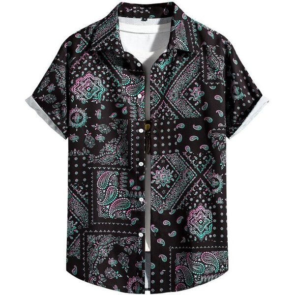 Camisa Casual De Verano Para Hombre Con Estampado Floral Hawaiano De Manga Corta Estampado De Flores Vintage Ropa De Moda Playa Harajuku M-image