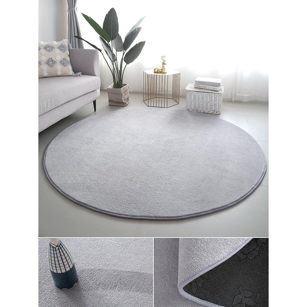 Minimalistyczny Styl WystróJ Sypialni OkrąGłY Dywan Jednokolorowe Dywany Do Salonu Gruba Pluszowa Mata PodłOgowa Do Gabinetu Domowy Puszysty MięKki Dywan 80X80Cm-image