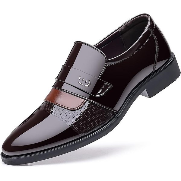 Nuevo Estilo Zapatos De Cuero De Charol De Corte Bajo Para Hombre Zapatos Individuales De Superficie Brillante BritáNicos Talla Grande Zapatos De Cuero Formales Casuales Para Hombre 48 MarróN-image