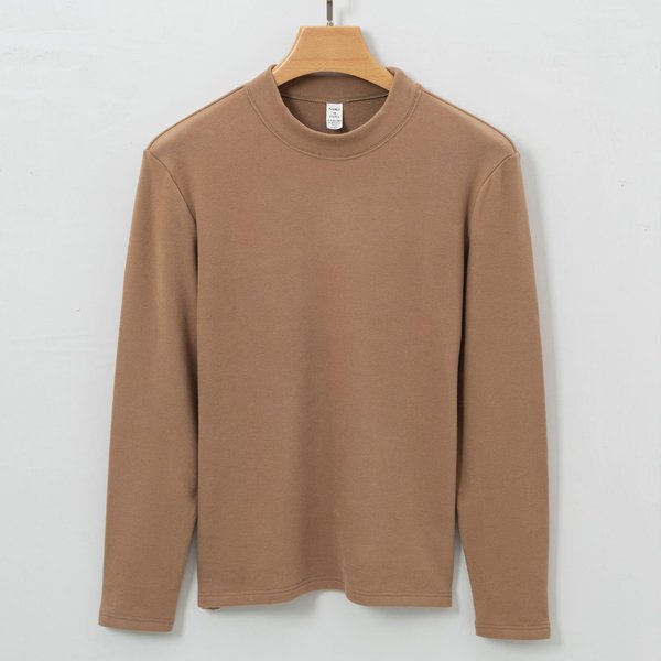 Camiseta Para Hombre, Terciopelo Cuello Medio Alto Manga Larga, Usar Ropa Interior TéRmica Para Hombre Xxxxl Brown-image