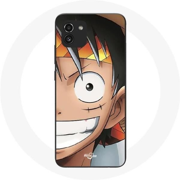 Funda - Maniacase - Samsung Galaxy A03 - Manga One Piece Luffy - Silicona Blanda - Negra Negro-image