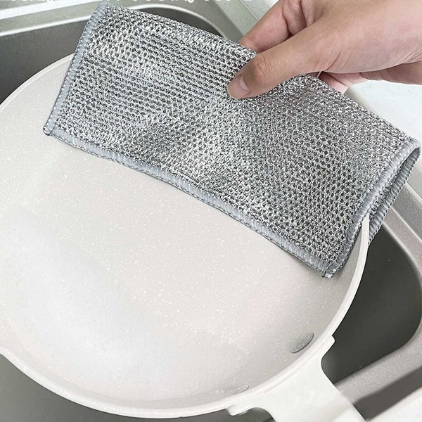 10 Szt. Dwustronne śCiereczki Z Srebrnego Drutu Wielofunkcyjne NieprzywierająCe śCiereczki Do Mycia Naczyń ŚCiereczki Kuchenne-image