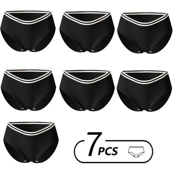 7 Sztuk/Zestaw BawełNiane Majtki Damskie Bielizna OddychająCa Tydzień Spodnie DziewczęCe Figi Solidne Majtki Kalesony Seksowna Niska Talia Bielizna Damska M&7Pcs Black-image