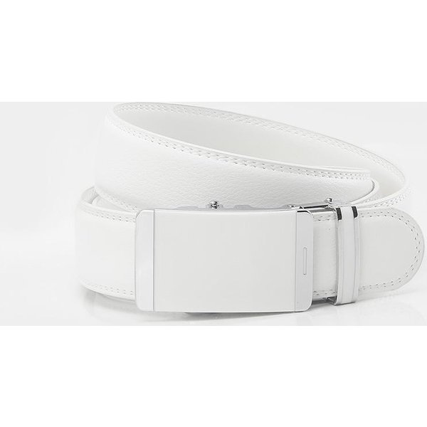 CinturóN Blanco Y Amarillo Para Segunda Capa De Hombre Piel De Vaca Hebilla AutomáTica Casual Negocios Juvenil De Moda CinturóN De Hombre 110-130Cm Black-image