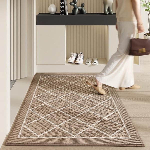 Alfombra De Entrada Simple De Polipropileno Para Raspar Arena Y Eliminar Polvo Felpudo Para Puerta De Entrada Felpudo De Entrada Del Hogar Alfombra Resistente Al Desgaste Antideslizante Felpudo Para Pies 61*92Cm Gray-image