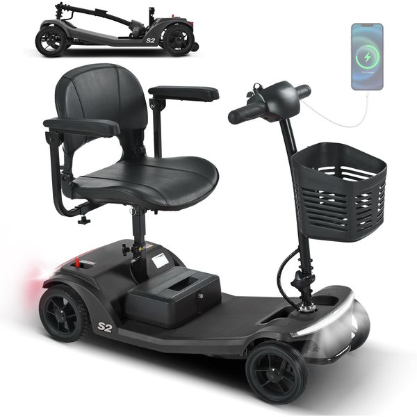 Sweetrich S2 Scooter De Movilidad Para Personas Mayores Motor De 250W BateríA De 12AH Carga MáXima De 136KG AutonomíA De 15KM BateríA ExtraíBle PortáTil Para Viajes Trayectos Largos-image