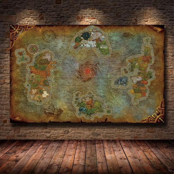 Mapa Gry World Of Warcraft Malarstwo Na PłóTnie Sztuka śCienna Plakaty Wydruki Obrazy Do Salonu Sypialnia PokóJ Gier WystróJ Domu Bez Ramki 21*30Cm No Frame-image