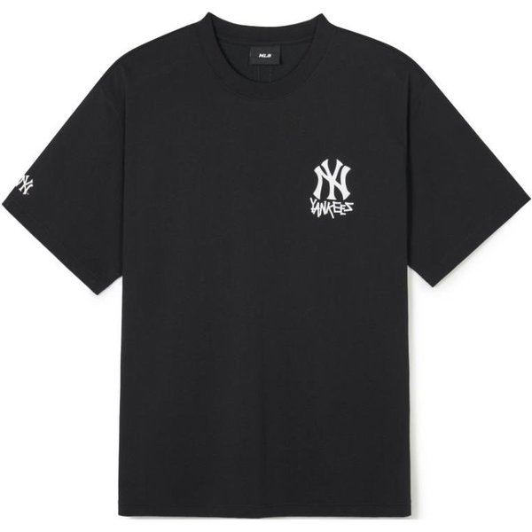 MLB SS24 Logo De Los New York Yankees Camiseta De Manga Corta Con Cuello Redondo Estampada De Corte Holgado Unisex Tops Negro 3ATSB1843-50BKS S-image