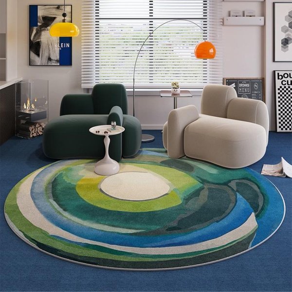Domowy AntypośLizgowy Retro Dywan Jasne Luksusowe Dywany Do Salonu Zmywalna MięKka Mata PodłOgowa Do Salonu WystróJ Sypialni Dopaminowy OkrąGłY Dywan 80X80Cm-image