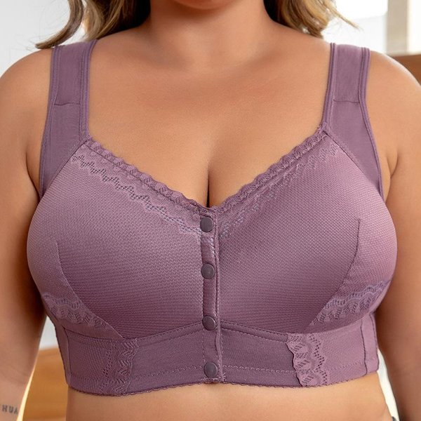Biustonosz Zapinany Z Przodu, Rozmiary Europejskie I AmerykańSkie Transgraniczne, Biustonosz Plus Size Dla DużEgo Biustu, 1XL-7XL 1Xl(72.5-82.5Kg) Fioletowy-image