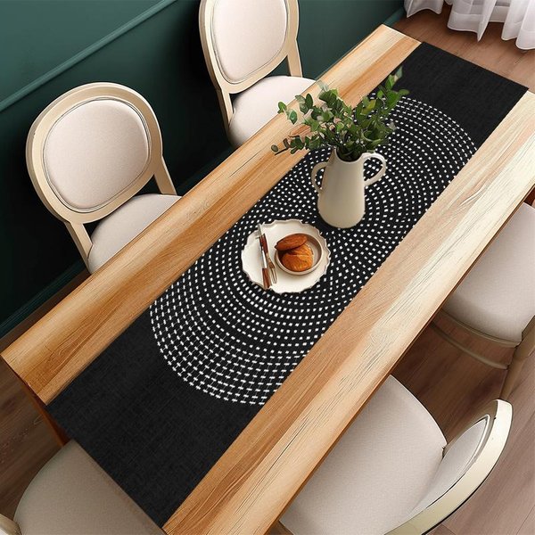 Nowoczesny Minimalistyczny Czarno-BiałY Kropkowany BieżNik StołOwy, ŚCierka Dekoracyjna Na Stół, Flaga Na Stolik Kawowy, DłUgi Obrus 40X140Cm Brown-image