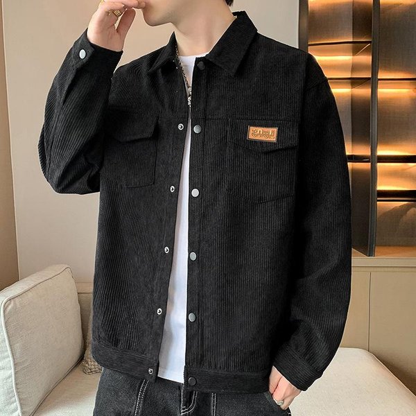 Chaqueta Retro De Pana Para Hombre OtoñO Nuevo Moderno VersáTil Casual Camisa Solapa Trabajo Top Xxxxl-image