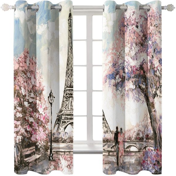 ParíS RomáNtico Torre Eiffel Artista FotografíA Obras Sala De Estar De Lujo Dormitorio DecoracióN Cortinas 2 Paneles 50W130H(Cm)X2Pcs&Hook-image