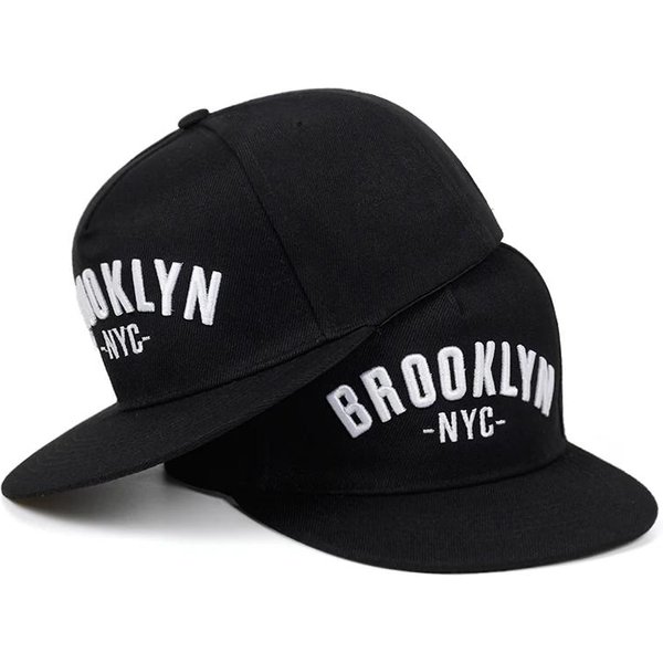 Brooklyn List Haftowana Czapka Snapback MęSka Moda BawełNa% Czapka Regulowana Outdoor Sport Rekreacja Czapki Hip Hop Czapki Baseballowe Adjustable Czarny-image