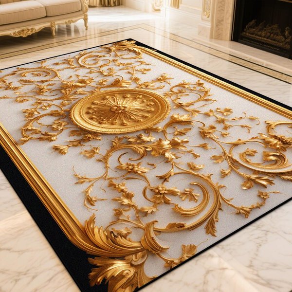 Europejski ZłOty Luksusowy Dywan DużY Obszar Salon Sofa Dekoracja Dywan MożNa Prać Dywan Salonowy Do Dekoracji Sypialni Mata PodłOgowa Przy ŁóżKu 160*200Cm-image