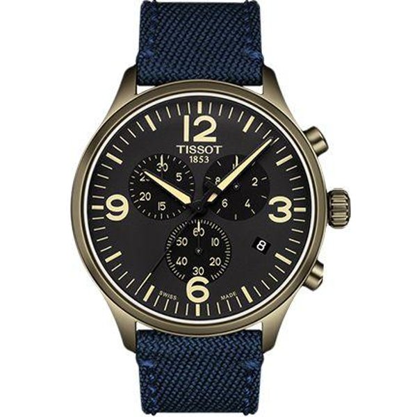 Reloj Tissot Serie Speedmaster Movimiento De Cuarzo Resistente Al Agua 100M Esfera Negra Caja De Acero Inoxidable Correa De Tela Relojes Para Hombre T116.617.37.057.01 Basic Set (Wrist Watch+Watch Box),Black Dial-image
