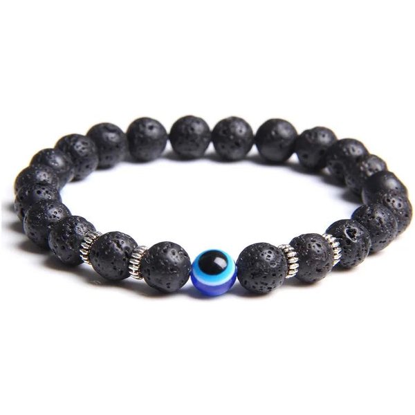 Bransoletka Z KoralikóW Lucky Evil Eye Z Naturalnego Kamienia, Zestaw Bransoletek Z Hematytu Lawowego, Wielowarstwowe Bransoletki, Kobiety, MężCzyźNi, RęCznie Robiona Elastyczna BiżUteria Black-image