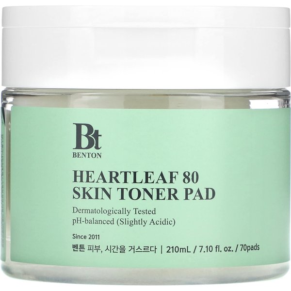 Benton, Heartleaf 80, Skin Toner Pads, 70 Sheets, 210Ml (7.1Fl Oz) White-image