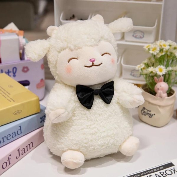 Oveja Blanca Dulce Cordero Sosteniendo Flor De TulipáN MuñEco Suave De Peluche Para Abrazar Juguete De Felpa Regalo De CumpleañOs De Navidad Para NiñA 25Cm-image