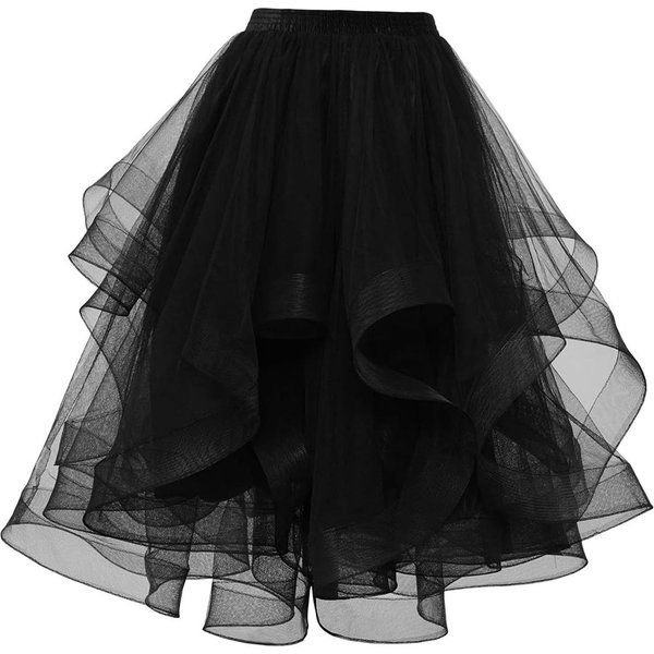 Damska SpóDnica Tiulowa Tutu W Rozmiarze Plus Size Syrenka Falista SpóDnica Midi Na Imprezę Taneczną Sukienka Druhny M Czarny-image