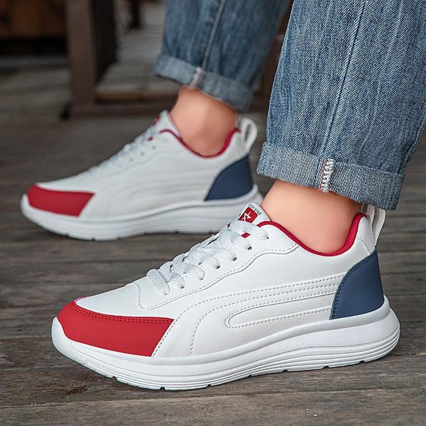 Buty MęSkie Nowe SkóRzane Modne Casualowe Buty Boardowe Dla MężCzyzn I Kobiet Wszechstronne BiałE Buty Dla StudentóW MięKka Podeszwa Wygodne Buty Sportowe Do Biegania 45 Gray-image