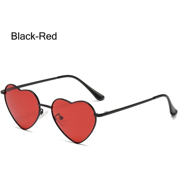 Vintage Okulary PrzeciwsłOneczne Metalowa Oprawka KształT Serca Ochrona UV400 Okulary Z Lat 90. Odcienie Serca Okulary SłOneczne Black-Red-image