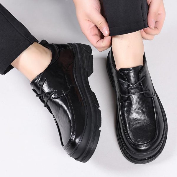 Jesienne Brytyjskie Retro RęCznie Robione Mokasyny MęSkie Ze SkóRy Naturalnej RęCznie Robione Buty Z OkrąGłYm Noskiem Leniwe Wsuwane SkóRzane Buty Biznesowe 39-image