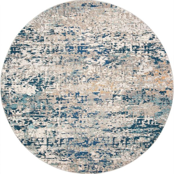 Niebieski OkrąGłY Dywanik - Nowoczesny Design Z PrzejśCiem Kolorystycznym, AntypośLizgowy MięKki Dywan Do Dekoracji Salonu Sypialni 150Cm-Dia.-image