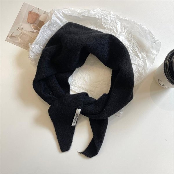 Zimowy KoreańSki Dzianinowy Szalik TróJkąTny WełNiany CiepłY Szal Szalik Kobiety Ochrona Szyi MałY Szalik Szalik Kaszmirowy One Size Gray-image