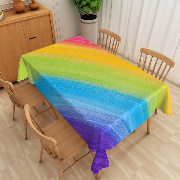 TęCzowy Gradientowy ProstokąTny Wodoodporny Obrus Dekoracja Blatu Wielokrotnego UżYtku Wiejska Kuchnia Stół Jadalny Dekoracja ŚWiąTeczna 90X140Cm-image