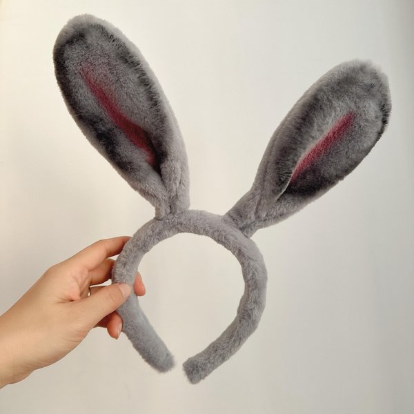 DziewczęCe Pluszowe DłUgie Uszy KróLika Opaski Do WłOsóW Nakrycia GłOwy Opaska Sukienka Akcesoria Kobieta Dziewczyna Cosplay Akcesoria Do WłOsóW Cosplay Gray-image