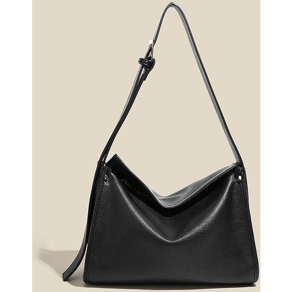 Bolso Tote De Cuero Suave Americano De Gran Capacidad Para Mujer En OtoñO Nuevo VersáTil Para El DíA A DíA Bolso De Hombro Estilo Minimalista Bolso Cruzado Black-image