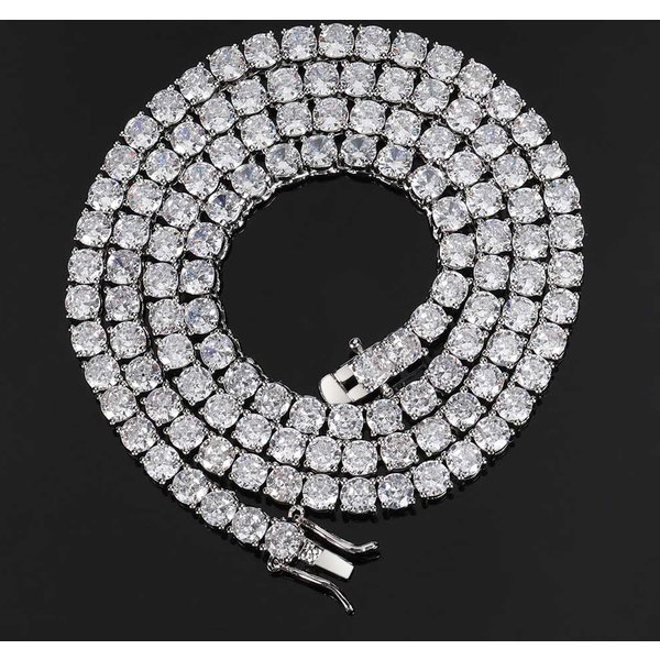 BiżUteria Iced Out ŁAńCuch Tenisowy MężCzyźNi Naszyjnik Z Diamentową Cyrkonią Choker Kobiety Width 5Mm +Chain 55Cm Gray-image