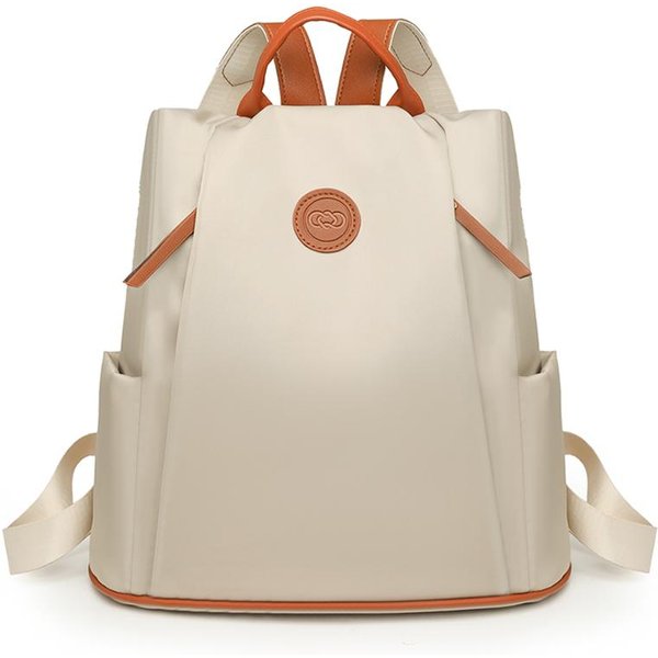 Mochila Ligera De Nailon Antirrobo Para Mujer, Mochila De Viaje De Gran Capacidad Para Desplazamiento Beige-image