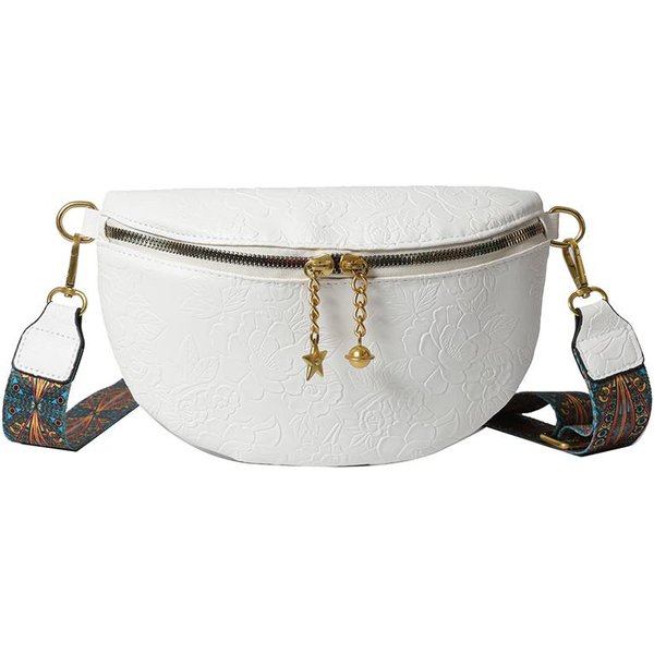 DiseñAdor Simple RiñOnera Mujer Bolso De Pecho Monedero Ocio Bolso De CinturóN Moda RiñOnera Cuero Flores SeñOra Hombro Bandolera White-image