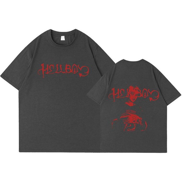 Raper Lil Peep Crybaby Hellboy Koszulka Vintage Hip Hop Koszulka MęSka Damska Odzież BawełNiana Oversize KróTki RęKaw Koszulki Top 3XL-image