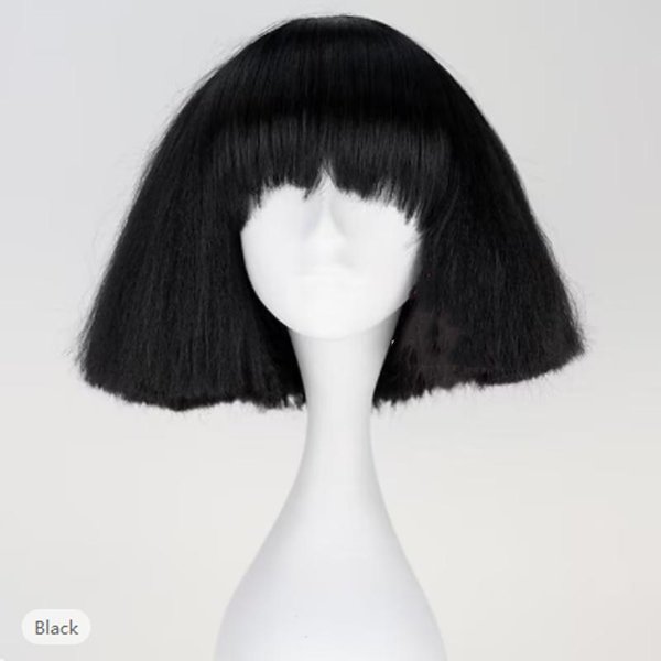 Hairjoy Pelucas Cosplay Lady Gaga Bob Recto Corto MarróN Oscuro Gris Plateado Rubio Oscuro Rosa Verde Rubio Negro Pelo SintéTico Peluca Black-image