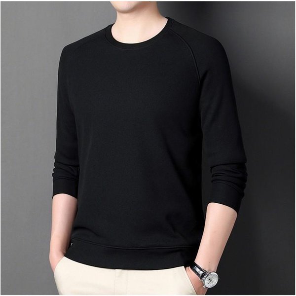 Sudadera De Terciopelo Con Hombros Descubiertos Para Hombre, Ideal Para JóVenes Y Mediana Edad, Con Cuello Redondo, Bordada Y Manga Larga CáLida. 4XL Black-image