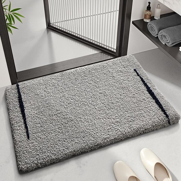 Super ChłOnna Mata łAzienkowa AntypośLizgowy Dywanik Do łAzienki SzybkoschnąCa Mata PodłOgowa Z Mikrofibry Pod Prysznic - Nowoczesny Minimalistyczny Pogrubiony Dywan 40X60Cm Szary-image