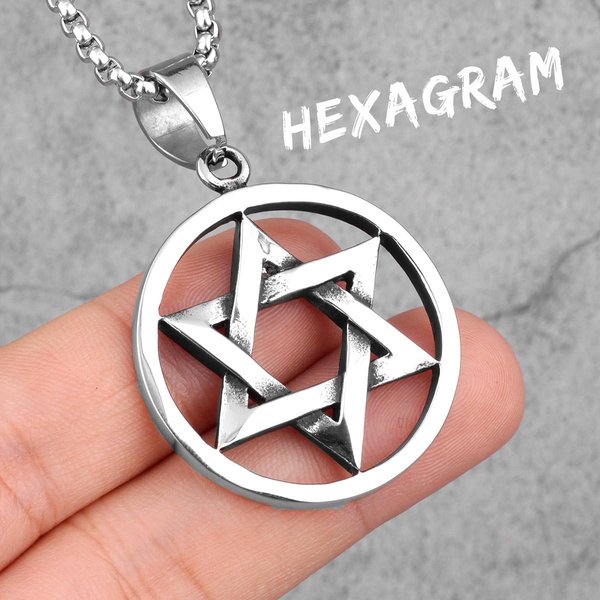 Estrella Hexagrama Islam Acero Inoxidable Collares Para Hombre Colgantes Cadena Simple Para Novio JoyeríA Masculina Regalo Creativo Venta Al Por Mayor Without Chain White-image