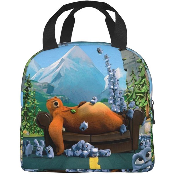 Bolsa De Almuerzo Aislada De Dibujos Animados De Grizzy Y Los Lemmings, Recipiente Para Alimentos, Enfriador PortáTil, Fiambrera TéRmica Para El Trabajo Option 1-image