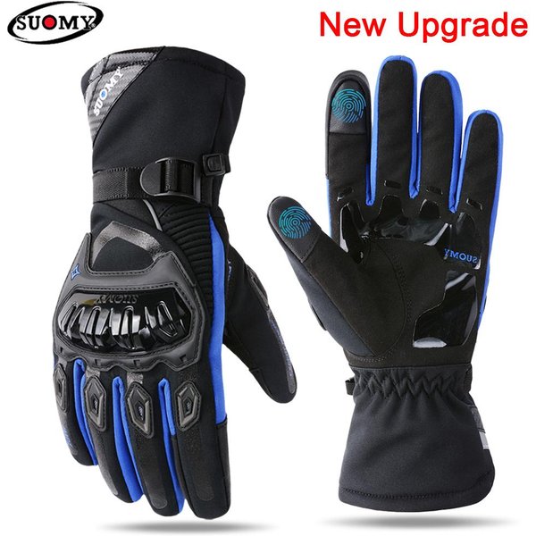 Suomy Wodoodporne RęKawice Motocyklowe Zimowe CiepłE Moto Ochronne RęKawice Ekran Dotykowy Gant Moto Guantes RęKawica Jazdy Motocyklem XXL Niebieski-image