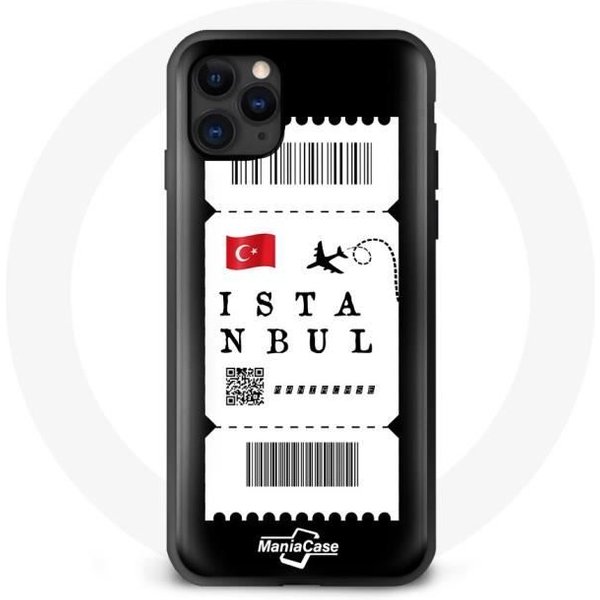 Funda - Maniacase - Iphone 13 Pro - Silicona Negra - Billete De AvióN Estambul - Flexible Negro-image
