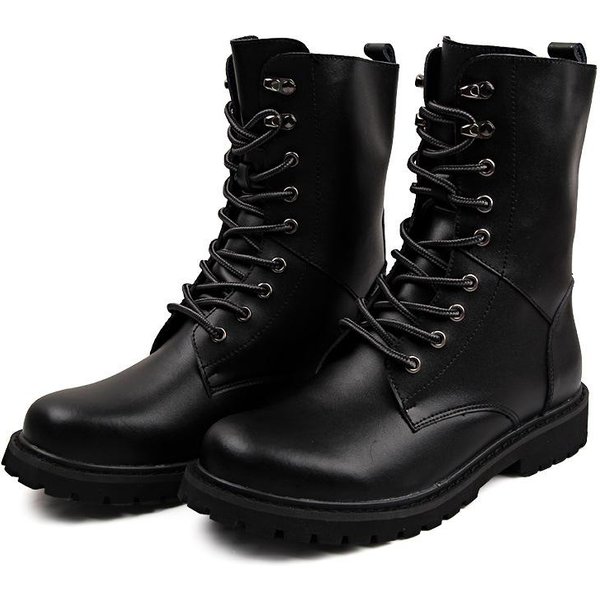 Botines De Moda Hombre Exterior Cuero Invierno Piel CáLido Botas Hombre Botas De Caza Para Hombre Zapatos Casual 38 Black-image