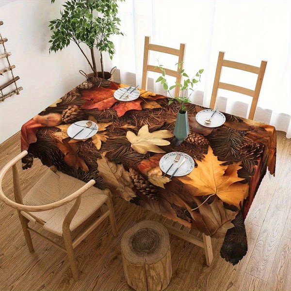 Mantel Rectangular De Cosecha De OtoñO Para DecoracióN De Mesa Cocina Comedor Impermeable Reutilizable Mantel Para Mesas Boda Fiesta 140X140Cm-image