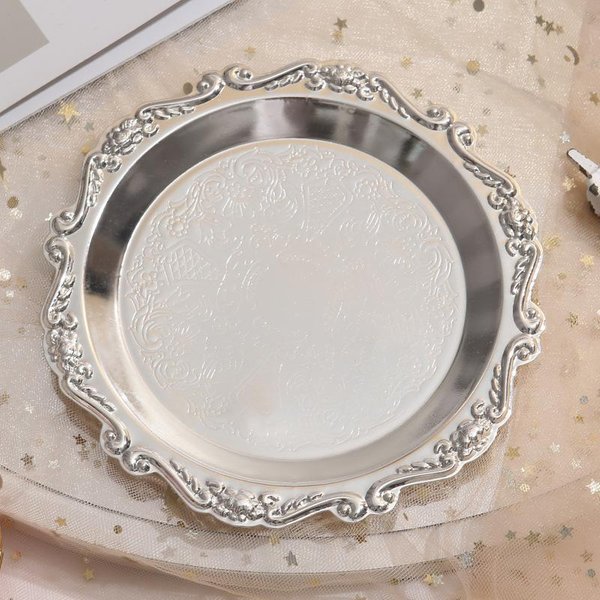 Bandeja Para Café, Té Y Accesorios Decorativos, Bandeja Para Joyas, Bandeja Plateada Para Dulces Y Frutas, Bandeja Para Pasteles Y Postres. 15CM-image