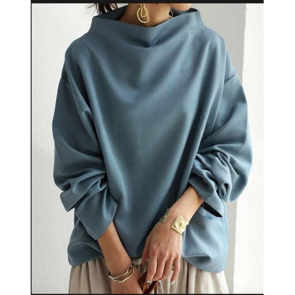 Blusas Y Camisas Casuales De Moda Para Mujer Gmxia Estampado De Color SóLido Manga Larga Xxxl Azul Pavo-image