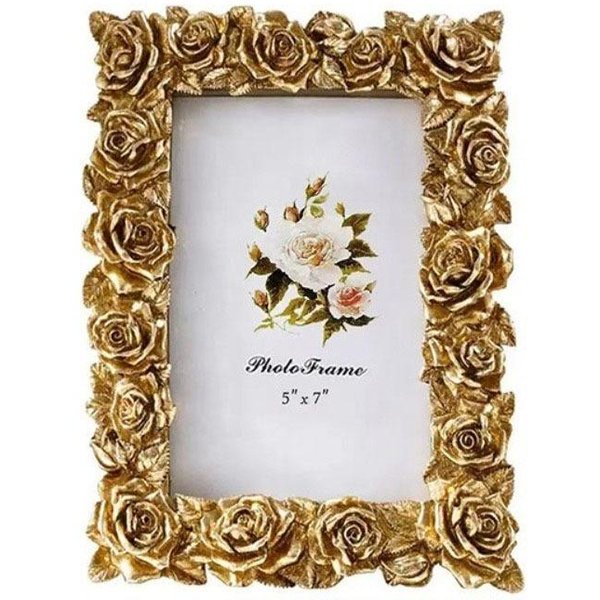 Marco De Fotos De 5/6/7 Pulgadas Estilo Europeo Accesorios Para Fotos Marco Adornos Marco De Fotos Con Borde De Rosa Dormitorio M-Rose Photo Frame White-image