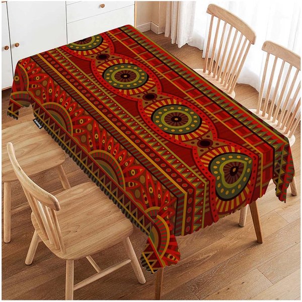 AfrykańSki Styl Etniczny Geometryczny Wodoodporny Obrus Dekoracja Imprezy ŚWiąTecznej Zmywalne ProstokąTne Obrusy Dekoracja StołU Jadalnego W Domu 100X160Cm-image
